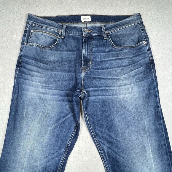 Hudson Jeans Slim Fit Straight Leg Men’s 36x34 Zipper Fly Distressed Blue Denim - Picture 2 of 12